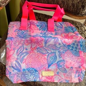 Lilly Pulitzer Pink and Blue Floral Tote Bag